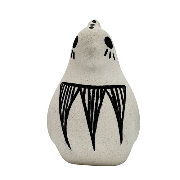 Acoma Pueblo Handcrafted Chino Ceramic Quail Bird Figurine Black & White Pottery - Picture 1 of 7